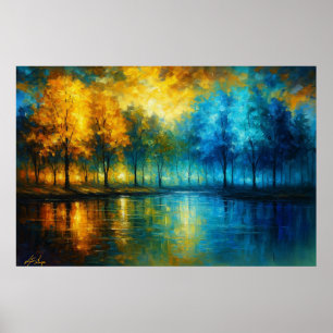 Saisonale Reflexionen - Herbstgold trifft Winter Poster