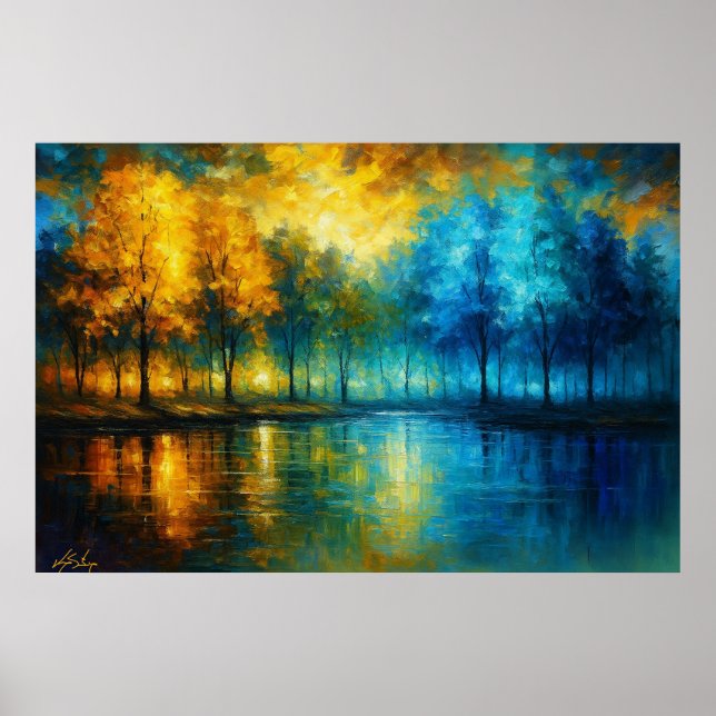 Saisonale Reflexionen - Herbstgold trifft Winter Poster (Vorne)