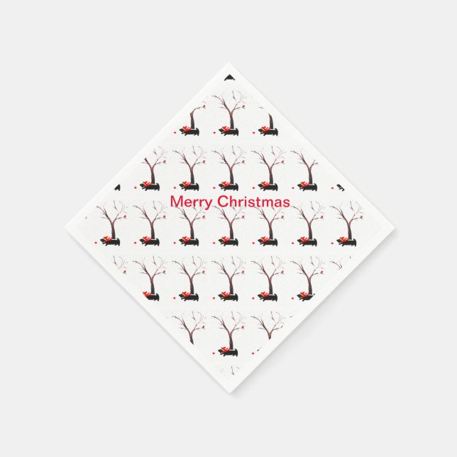 Saisonale Scottie Dog Art und Robins Serviette (Ecke)