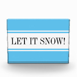 Saisonale Sky Blau Weiß "LASS IT SNOW" Streifen Te Fotoblock