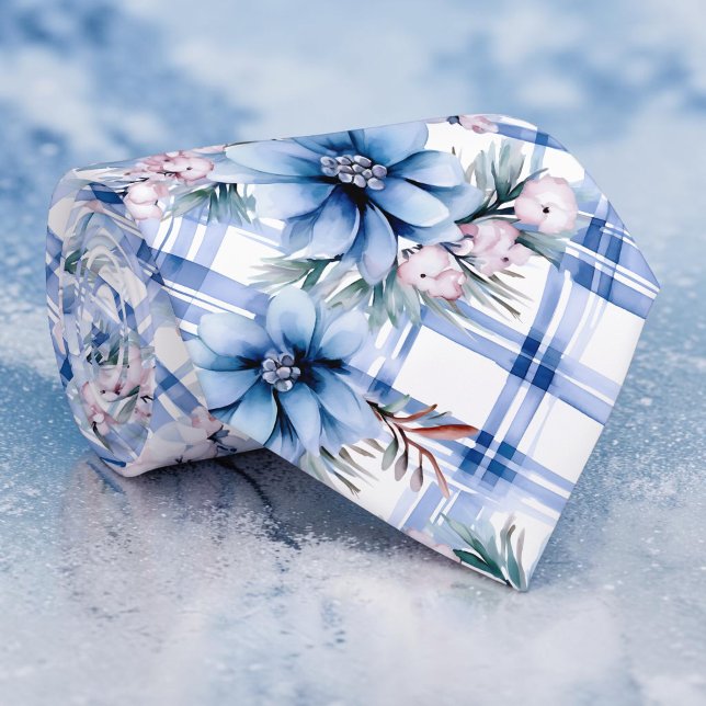 Saisonale Winterblaue Blumengebinde Krawatte (Von Creator hochgeladen)