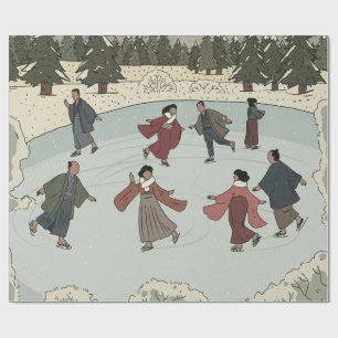 Saisonales Eislaufen Geschenkpapier