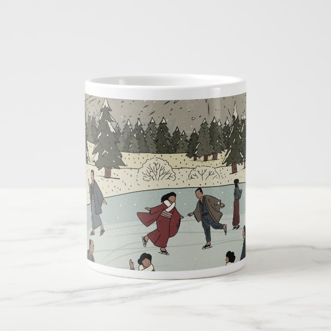 Saisonales Eislaufen Jumbo-Tasse (Vorderseite)