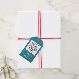 Saisonales Foto mit Gruß Aquamarin Geschenkanhänger
