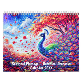 Saisonales Gefieder – Botanischer Pfauen-Kalender Kalender