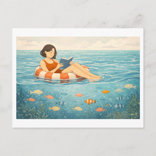 Saisonales Lesen: Sommer Postkarte (Vorderseite)