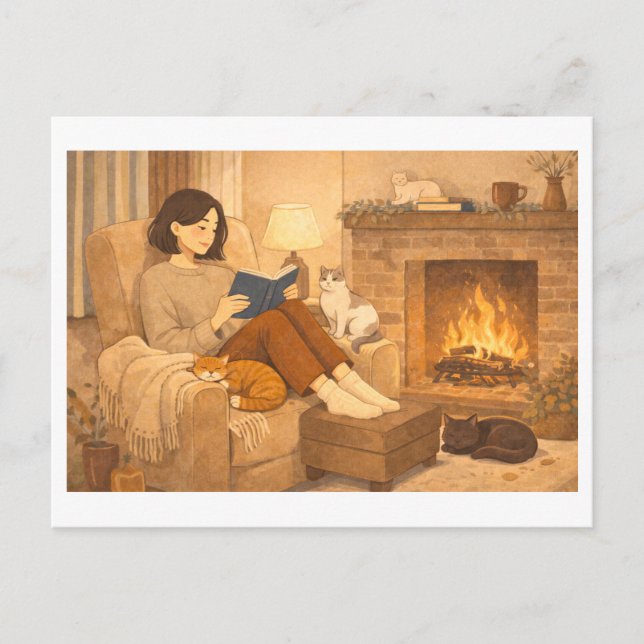 Saisonales Lesen: Winter Postkarte (Vorderseite)
