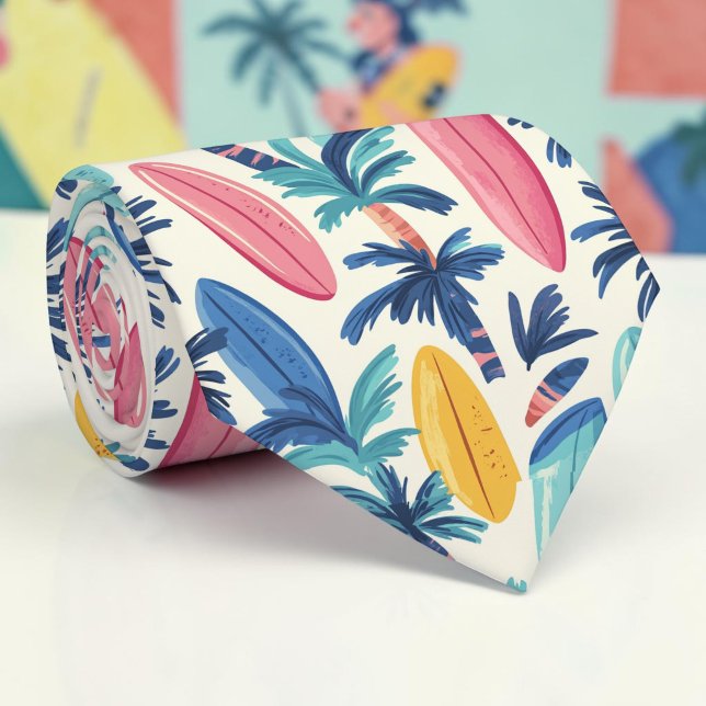 Saisonales Sommer-Surfbrett-Muster-Halstuch Krawatte (Von Creator hochgeladen)