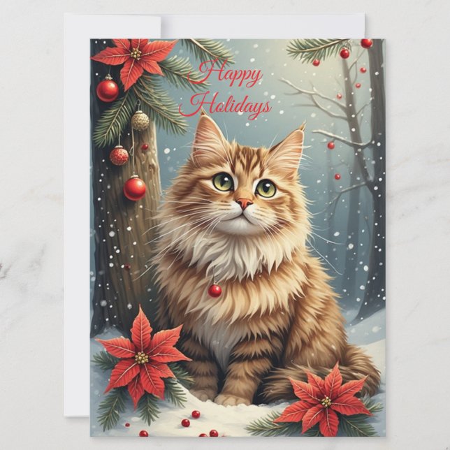 Saisongruß Katze Karte (Vorderseite)
