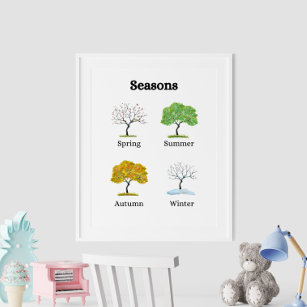 Saisons Bäume Kinderpädagoge Poster