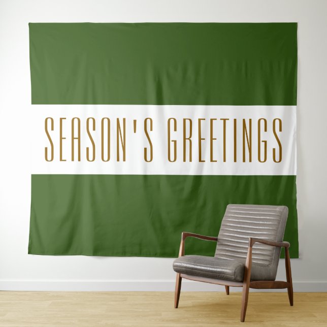 SAISON'S GREETINGS Forest Green White Stripes Wandteppich (Beispiel (Horizontal))