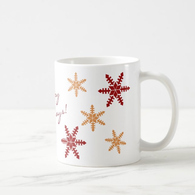 Saisonschneeflocken frohe Feiertage mit Text Tasse (Rechts)