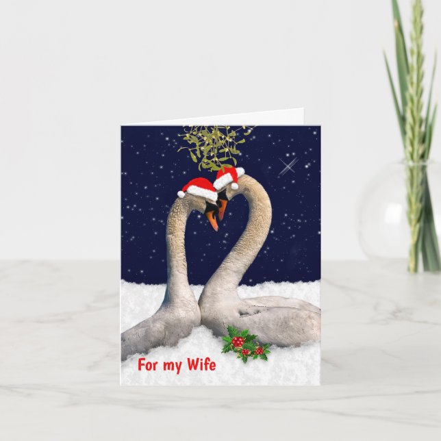 Saisonschwäne Weihnachtskarten-EHEFRAU Feiertagskarte (Vorderseite)