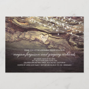 Saitenlichter Herz Rustikale Probe Abendessen Einladung