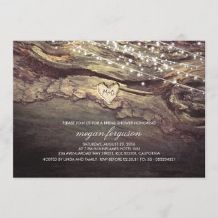 Saitenlichter Herz Rustikales Brautparty Einladung