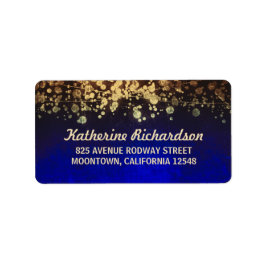 Saitenlichter Hochzeit blau und gold Adressaufkleber
