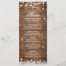 Saitenlichter Wood Rustic Winter Wedding Menu Menükarte