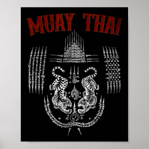Sak Yant Muay Thai Kickboxen Tattoo asiatische Kul Poster