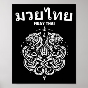 Sak Yant Muay Thai Kunst Tattoo Zwillings-Tiger Ki Poster