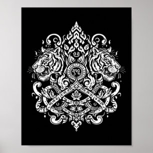 Sak Yant Muay Thai Mixed Martial Arts Tattoo Twin  Poster