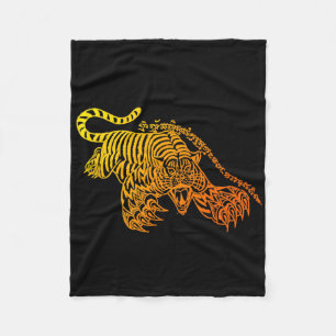 Sak Yant Muay Thai Tattoo Braver Tiger Kickboxen T Fleecedecke