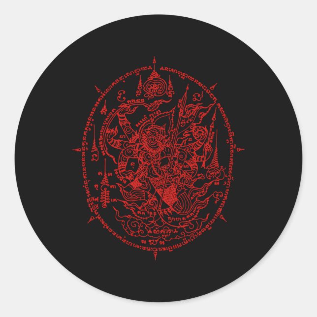 Sak Yant Thailand Tattoo Magisch Thai Tattoos Thai Runder Aufkleber (Vorderseite)