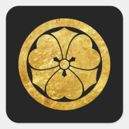 Sakai Mon Japanisch Samurai Imitate Gold auf schwa Quadratischer Aufkleber