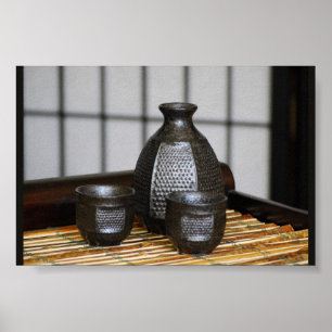 Sake Cups und Carafe Print Poster