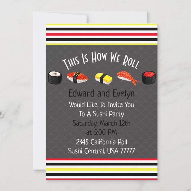 Saki & Sushi Party Paare laden ein Einladung (Vorderseite)