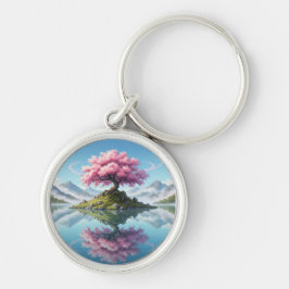 Sakora-Baum in mitten eines Sees.Bergen Schlüsselanhänger
