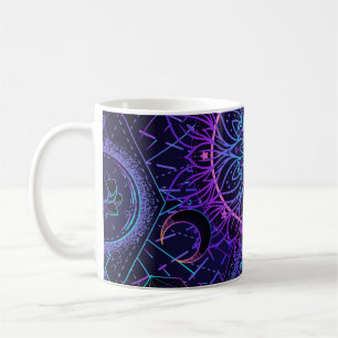 Sakrale Geometrie nahtloses Muster. Hindu-Symbole Kaffeetasse