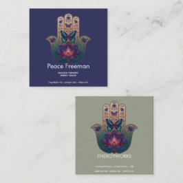 Sakrale Transformation | Hamsa-Hand-Design Quadratische Visitenkarte