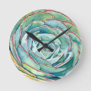 Säkulare Echeveria-Wall-Uhr Runde Wanduhr