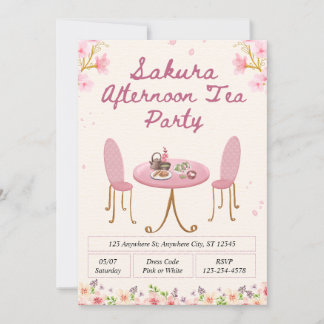 Sakura Afternoon Tea Party Invitation Einladung