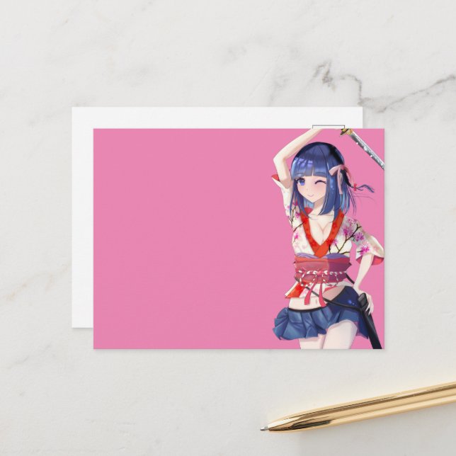 Sakura and a female samurai postkarte (Vorderseite/Rückseite Beispiel)