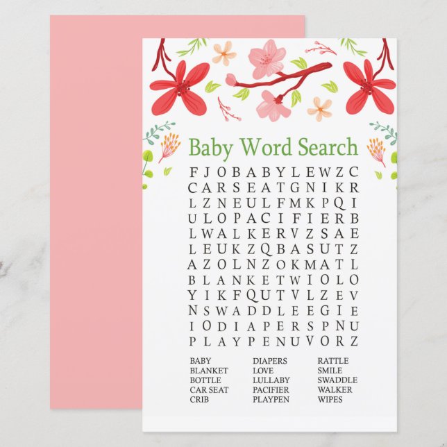 Sakura Baby Shooter Word Search Game (Vorne/Hinten)