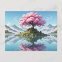 Sakura-Baum-See-Landschaftspostkarte - Künstlerisc Postkarte