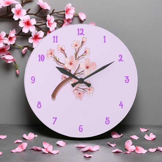 Sakura Blossom Branch Heart Runde Wanduhr (Von Creator hochgeladen)