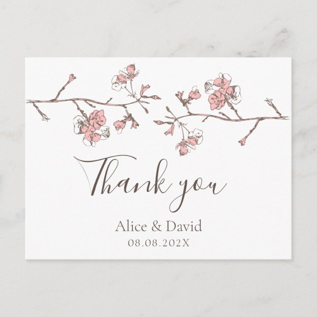 Sakura Blossom Floral Danke Karte (Vorderseite)
