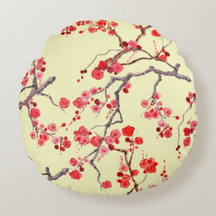 Sakura Blossom Wasserfarbe Nahtloses Muster Rundes Kissen