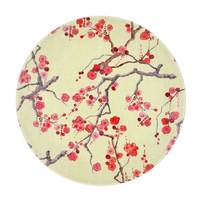 Sakura Blossom Wasserfarbe Nahtloses Muster Schneidebrett (Vorderseite)