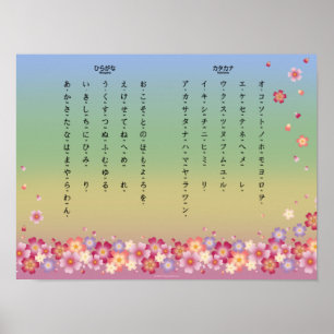 Sakura Blossoms Hiragana Katakana Japanese Student Poster