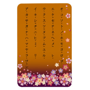 Sakura Blossoms Katakana Japanese Characters Gold Magnet
