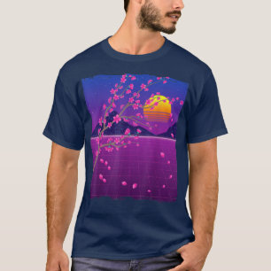 Sakura Blume Japan 80er Vaporwave Sunset Cherry Bl T-Shirt