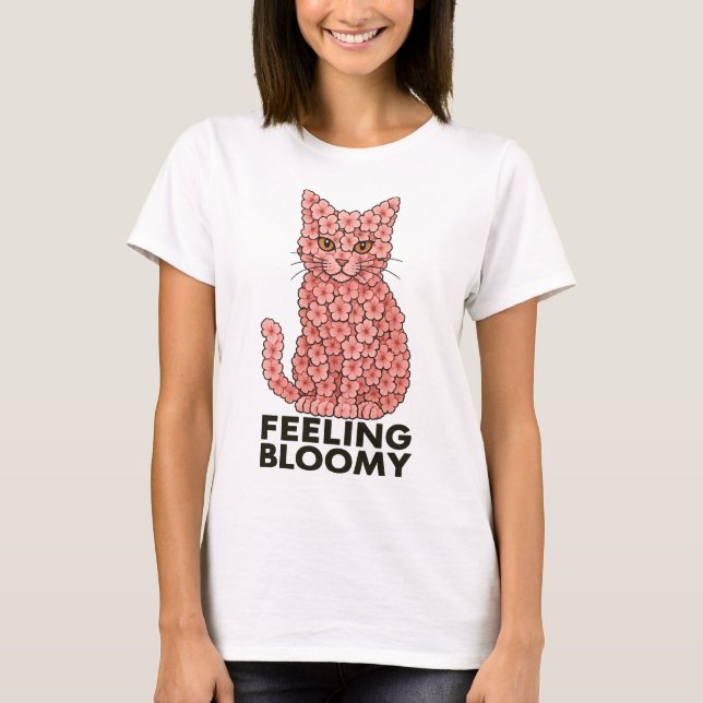 Sakura Blume Kat Gefühl Bloomy T-Shirt (Vorderseite)