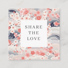 Sakura Blume Navy Waves Loyalty Card Quadratische Visitenkarte