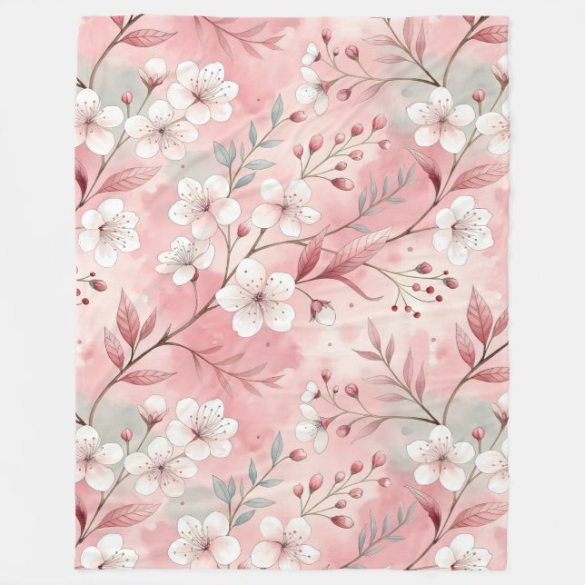 Sakura Blume Pattern Pink Fleecedecke (Vorderseite)