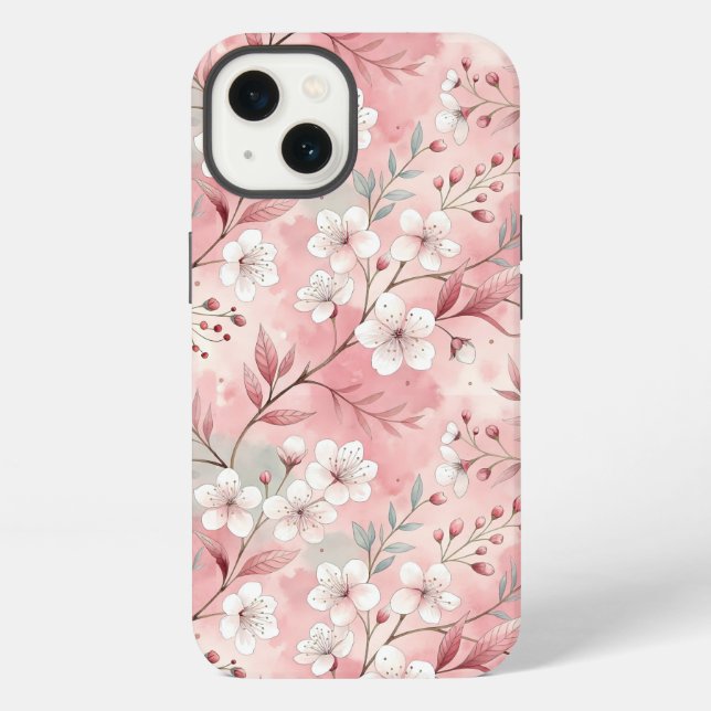 Sakura Blume Pattern Pink iPhone Hülle (Rückseite)