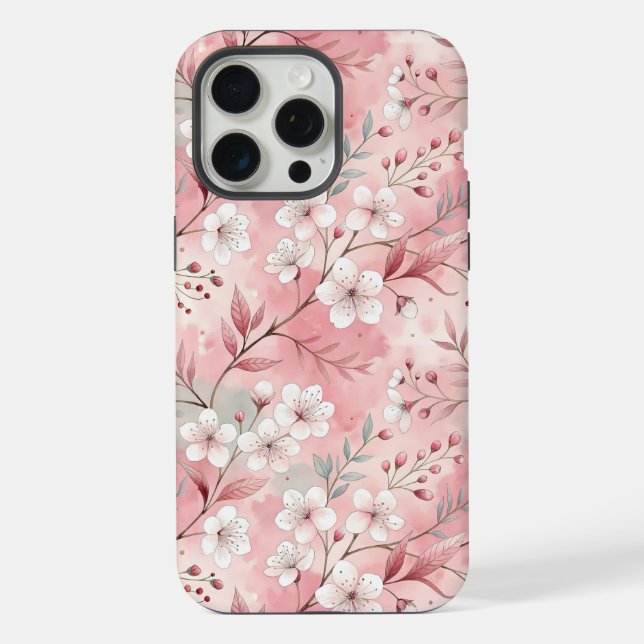 Sakura Blume Pattern Pink iPhone Hülle (Rückseite)