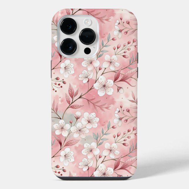 Sakura Blume Pattern Pink iPhone Hülle (Rückseite)
